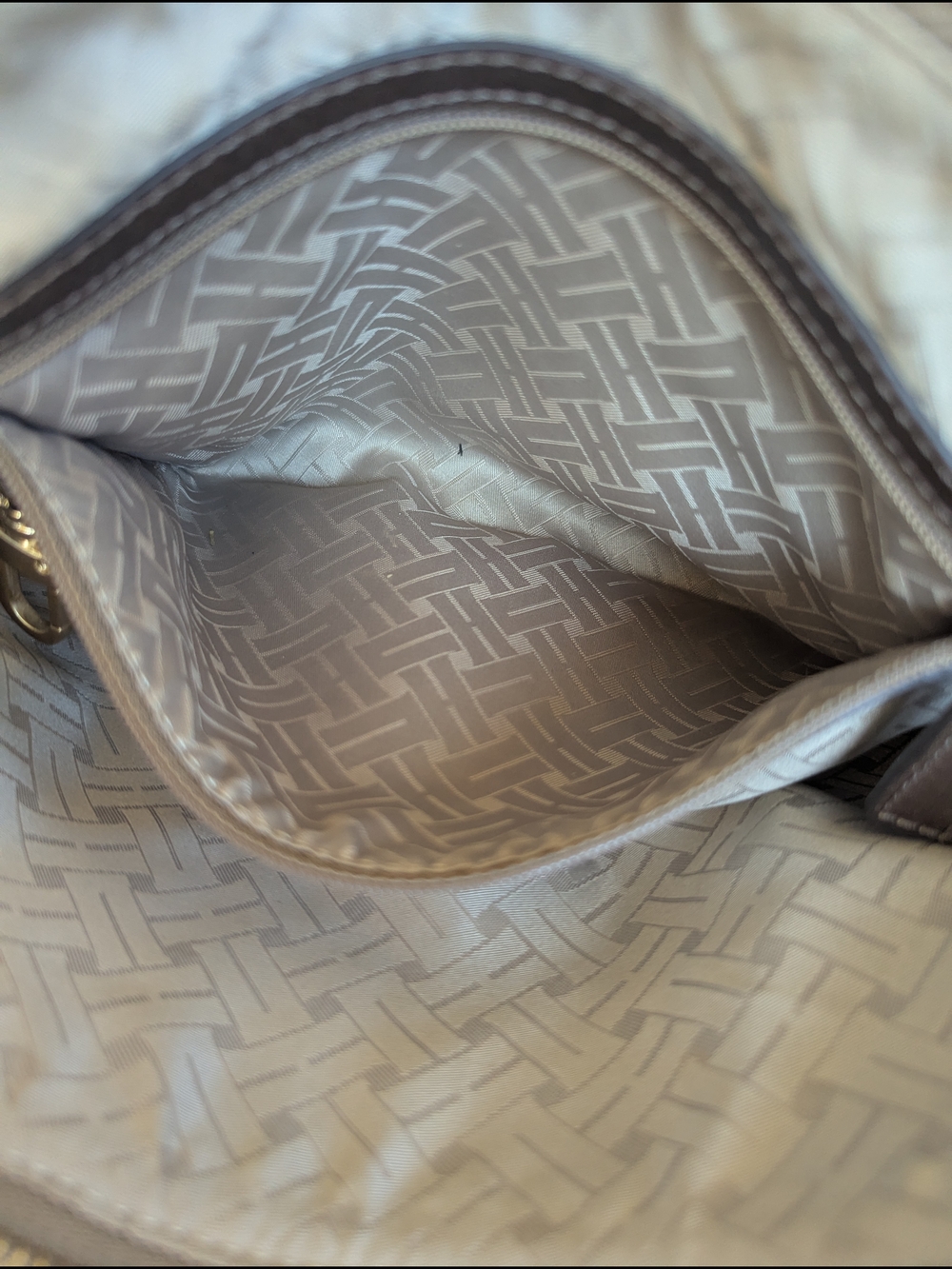 Cole Haan Bronze Woven Leather Shoulder Bag with Gold Chain - Picture 14 of 14